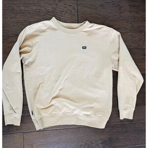 Vans Versa Crewneck Sweatshirt Mens Medium Tan Sand Fleece Pullover Logo Patch